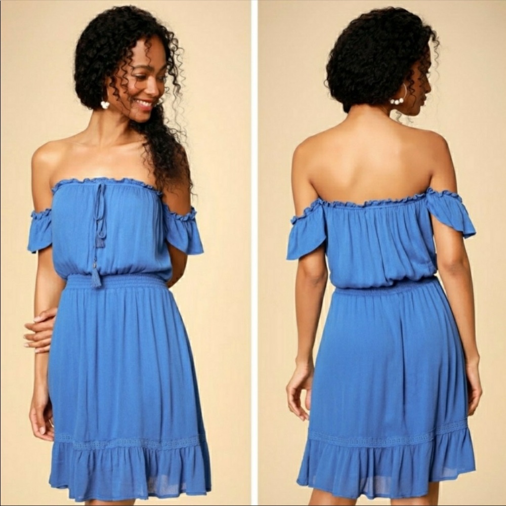 Lulu’s Palmeras Off-Shoulder Dress NWT